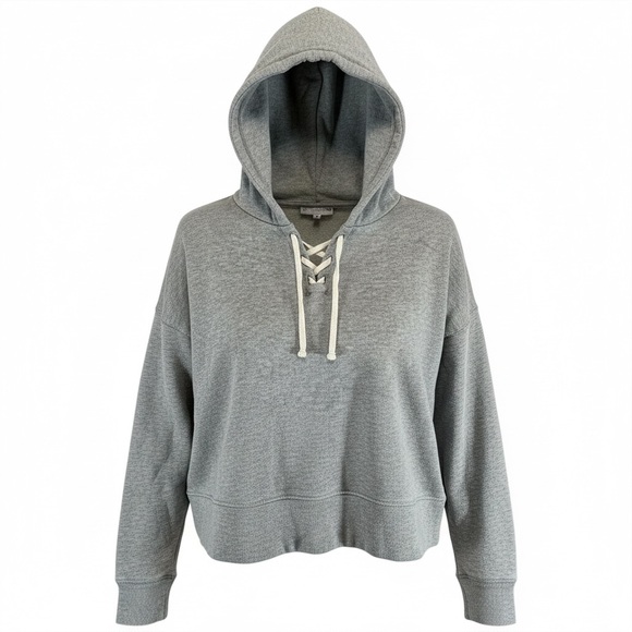 SO Tops - SO Heather Gray Lace-Up Sweatshirt